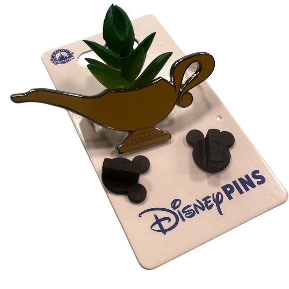 Disney Aladdin Lamp Trading Pin Genie Succulent Terrarium Plant Badge Lapel Pin - Picture 1 of 7